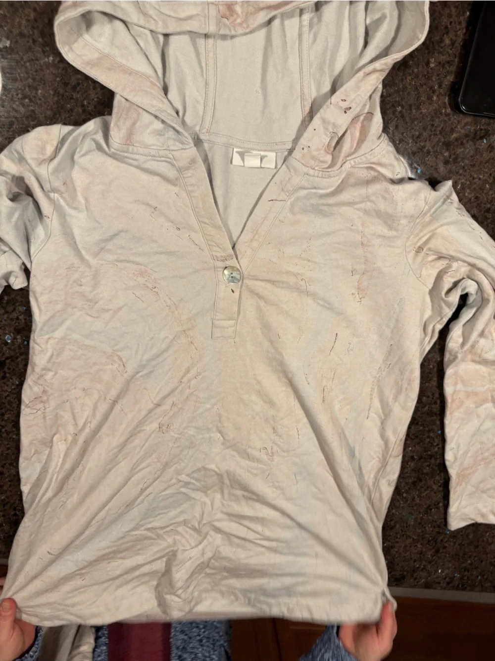 Light Blush Hooded Henley Top